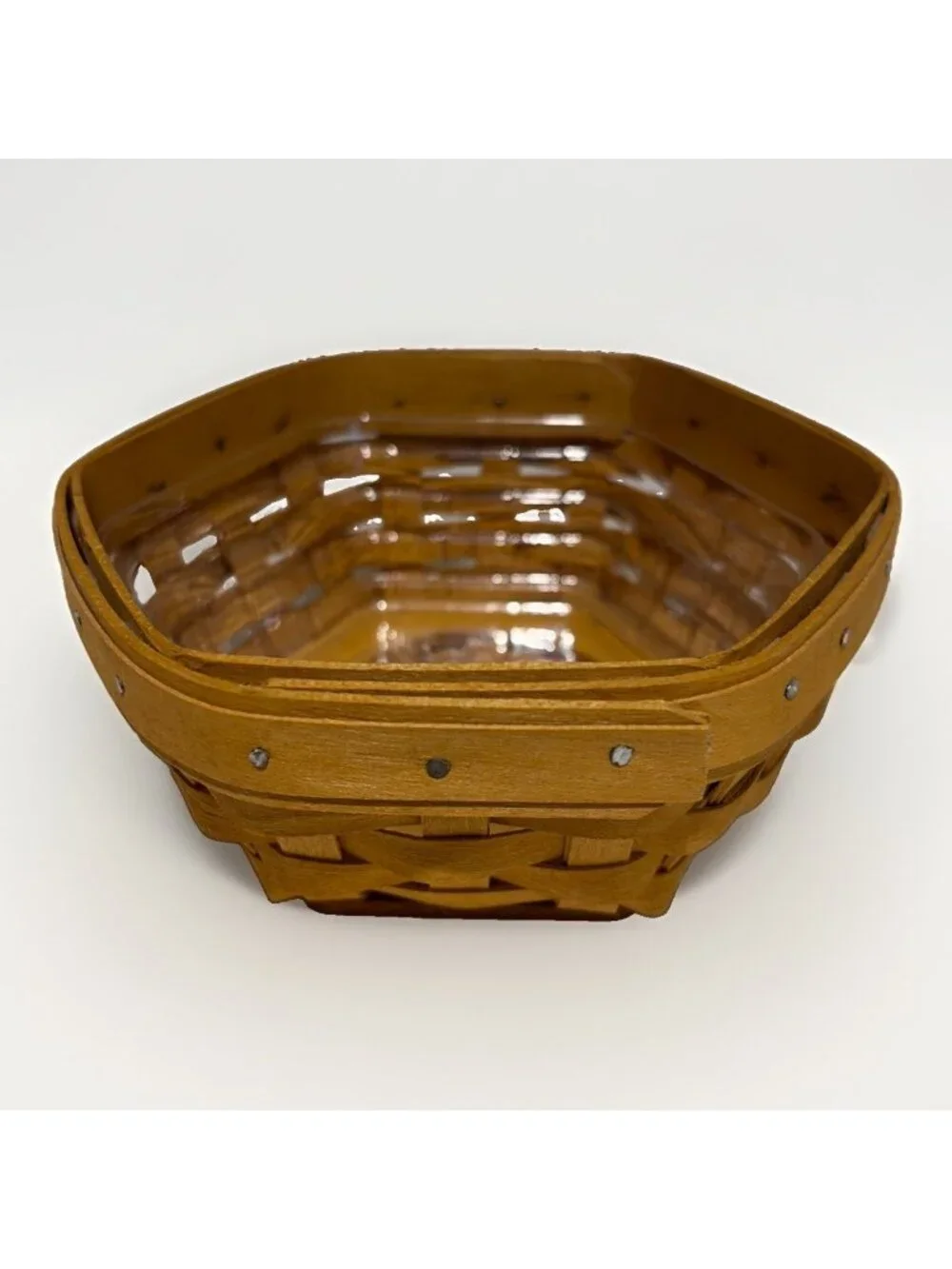 Vintage Longaberger Small Catch All Basket & Plastic Protector Handwoven 2001